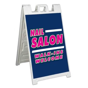 NAIL SALON WALK INS Signicade 24x36 Aframe Sidewalk Sign Banner Decal SALON SPA - Picture 1 of 9