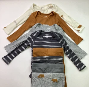 Pekkle Baby Infant Matching 8-Piece Body Suits & Pants, Gray (Bear), 9M - Picture 1 of 13