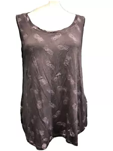 Cable & Gauge Womens Top Petite Sleeveless Tank Gray Round Neck Pineapple Small - Picture 1 of 6