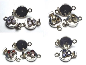 925 Sterling Silver Stone 25mm Box Clasp CHOOSE STONE /x16 - Picture 1 of 1