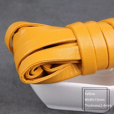 5M 15mm Width Solid PU Leather Trim Soft Tape Flat Folded tape Ribbon Strap DIY - Image 1 of 4