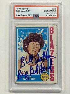 BILL WALTON 1974 Topps #39 RC Portland Trail Blazers Signed PSA DNA 10 Auto - Picture 1 of 2