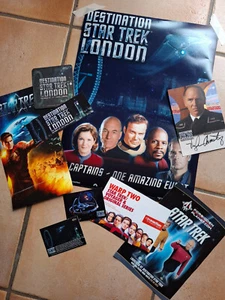 Kit Star Trek London Fair All Captains Poster Autografo Card lot Rare - Imagen 1 de 3