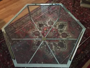 Maison Jansen Hexagonal Chrome Brass Coffee Table Hollywood Regency Modern - Picture 1 of 11