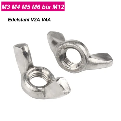 Flügelmuttern Edelstahl V2A V4A Flügelmutter M3 M4 M5 M6 M8 M10 M12 - Bild 1 von 4
