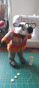 Mr Badger- Hand Knitted Soft Toy - New Custom Crafted - Picture 1 of 7