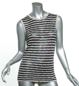 CHANEL Womens Striped Tweed Boucle Knit Sleeveless Top Blouse FR40 US8 NEW - Picture 1 of 5