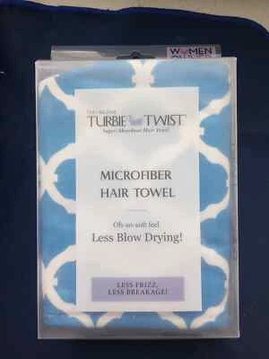 Original Turbie Twist Microfiber Hair Towel Super-Absorbent  Blue & White New - Image 1 of 2