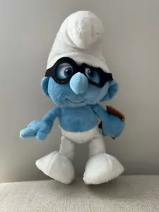 2011 Jakks Pacific Peyo The Smurfs BRAINY Smurf Glasses Plush Stuffed 10 Inches - Picture 1 of 9