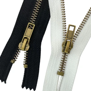 5 Stück #5 Zum Selbermachen einseitige Bronze Zähne Metall geschlossene Reißverschlüsse Y-Zahn Schieber Reißverschluss - Bild 1 von 19