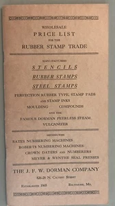 DORMAN CO. RUBBER STAMP TRADE Price List/Catalog Baltimore MD obsolete ca. 1930 - Picture 1 of 6