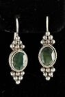 Vintage BA 925 Earrings Faceted Emerald Green Gemstone Dangle Drop Suarti