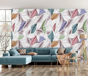 3D Color Leaves S499 Wallpaper Mural Self-adhesive Removable Sticker Kids Pa - Picture 1 of 11