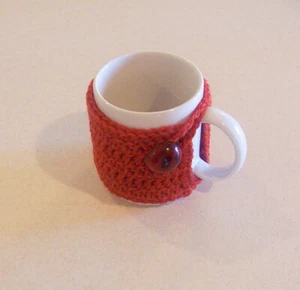 Hand Crochet Burnt Orange Coffee Mug Cozy - Picture 1 of 4