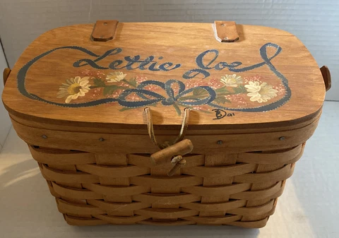 Vintage Longaberger Basket Hand Painted Signed 91 Cover