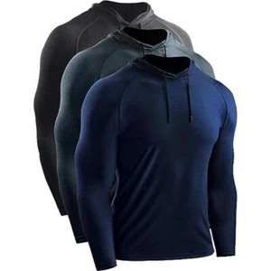 UPF50+ Men Outdoor Fishing Hoodie Sun Block Skin Protection Long Sleeve T-Shirt* - Picture 1 of 12