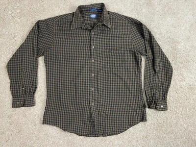 Knights Bridge Button Up Shirt Mens Large Regular Fit Collared Cuff Plaid Brown - Image 1 of 4