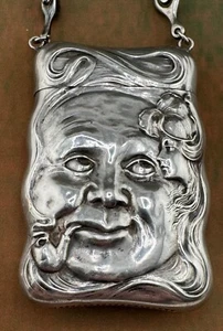 Sterling Silver Match Safe Man in the Moon with Art Nouveau Woman by Blackington - Picture 1 of 12