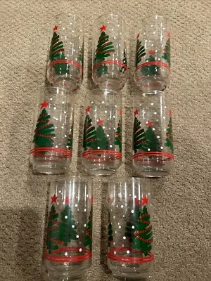 Vintage Libbey Christmas Tree Glasses Set Of Eight - Image 1 of 4