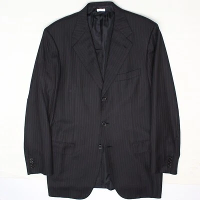 Abrigo Traje Brioni Nomentano Para Hombre 42L Azul Marino Rayas Lana 3 Botones Chaqueta Italia Foto 1 de 4