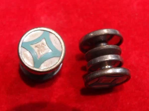 Vintage antique Estate shirt Cufflinks Snap Silver tn Turquoise Star - Picture 1 of 3