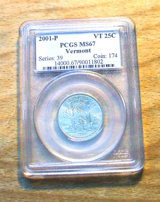 2001 - P PCGS Graded MS67 - Vermont State Quarter  - Image 1 of 2