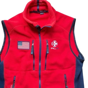 RLX Ralph Lauren Fleece Vest Mens Med Fleece Flag Patch Golf Ryder Cup Outdoor - Picture 1 of 4