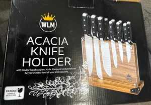 Magnetischer Messerhalter aus Akazie - doppelseitiger Holzblockständer - Bild 1 von 6