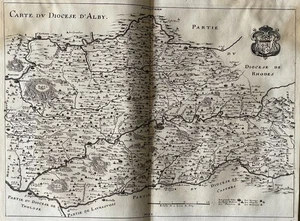 Carte diocèse d´Alby Merian Kupferstich Karte Topografie Frankreich Albi 1655-61 - Picture 1 of 8