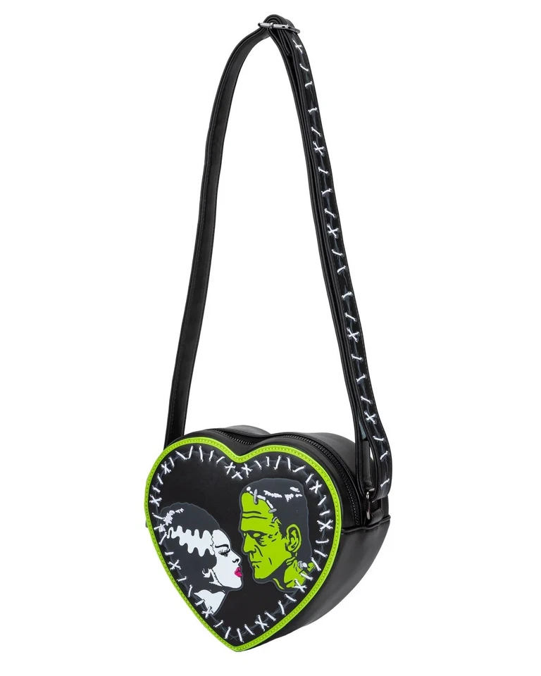 Authentic Rock Rebel Bride of Frankenstein Stitch Heart Mini Cross Body Bag NEW - Image 1 of 4