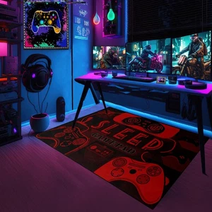 Gaming Rug for Gamer Floor Rugs for Boys Gaming Red Black Carpet Bedroom Floo... - Picture 1 of 6