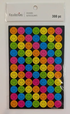 Pegatinas para álbumes de recortes emojis felices caras sonrientes de neón por recuerdos  Foto 1 de 3