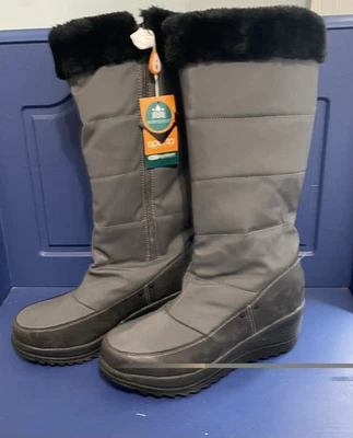 Sporto women's waterproof snow boots, grey, black faux fur trim - Women’s  9 - Image 1 of 4