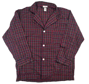 Pigiama Christian Dior rosso blu a quadri bottoni L/S camicia da notte uomo taglia L vintage - Foto 1 di 4