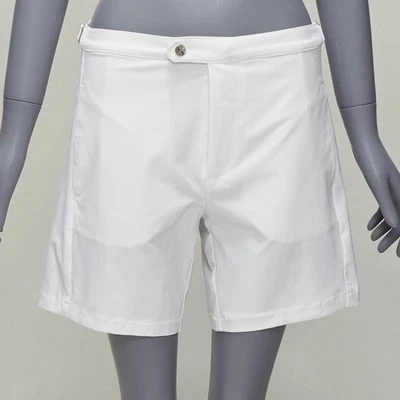 LA PERLA white nylon silver buckle waist mesh lined safari shorts S - Image 1 of 4