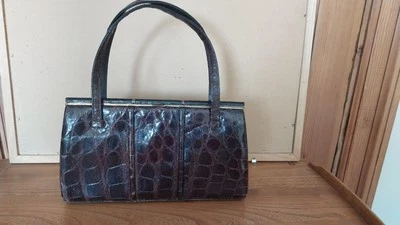 Bolso de mano Fassbender vintage marrón cocodrilo en relieve  Foto 1 de 4