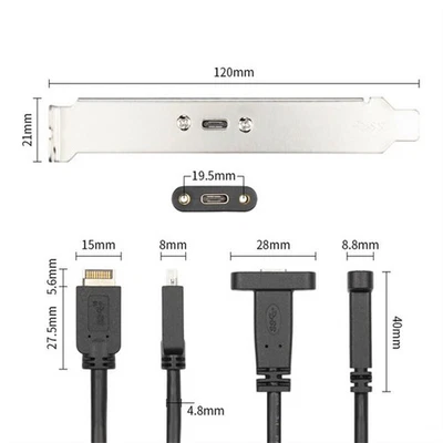 USB 3.1 Type E PCI-E to Type C Female Gen 2 Extension Cord Cable With Bracket - Image 1 of 4