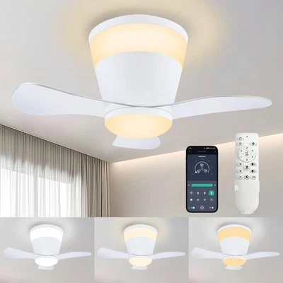 21'' Ceiling Fans with Lights, Remote/App Control, 3000K-6500K+ RGB Colors So... - Image 1 of 4