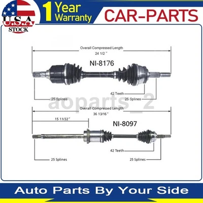 2 Front TrakMotive CV Axle Joint Shaft For Nissan 200SX 1998 - Image 1 of 3