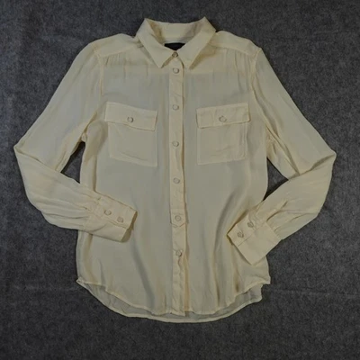 J.Crew Top Womens 6 Blythe Blouse Cream Ivory 100% Silk Button Front Romantic - Image 1 of 4