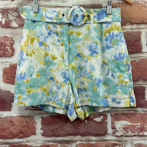 Christian Lacroix Shorts Damen klein mehrfarbig abstrakt Leinenmischung mit Gürtel - Bild 1 von 8