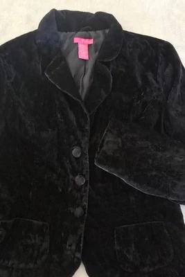 Blazer Thalia Sodi Feminino L Preto Crinkle Velvet Cropped Western Fairy Goth Y2K - Imagem 1 de 4