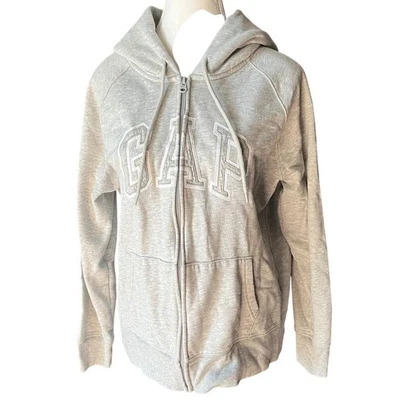 GAP Gray Full Zip Hoodie Sweatshirt Womens Large Collegiate Logo Casual Lounge - Image 1 of 4