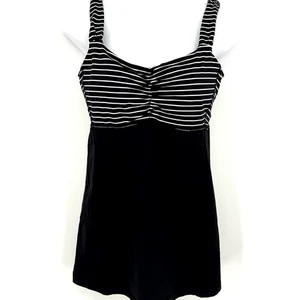 Lululemon Aria II Camiseta de Entrenamiento en Blanco y Negro con Copas de Sujetador Incorporadas Talla 8 - Imagen 1 de 8