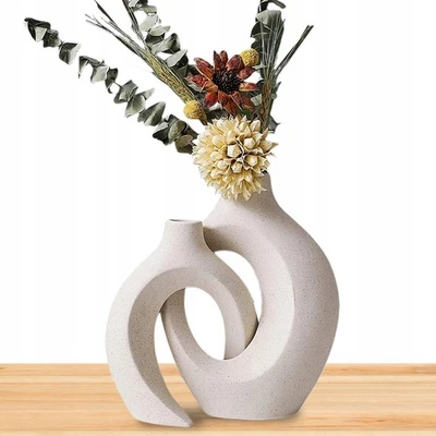 Keramik Deko Vase Donut Vase Set Modern Boho Aesthetic Blumenvasen Home Decor DE - Bild 1 von 4