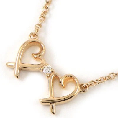 Collar Tiffany & Co. Doble Corazón Amoroso Paloma Picasso 1 Punto Diamante 750RG Foto 1 de 4