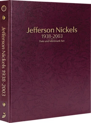 Jefferson Nickels: Juego de fecha y marca de ceca 1938-2003 - Álbum de monedas Whitman Prestige™  Foto 1 de 4