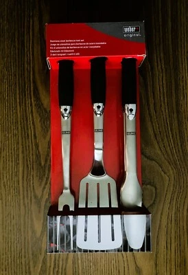 Weber Premium BBQ Tool Utensil Set - 3-Piece Stainless Steel Uline (#7797) - NIP - Image 1 of 4