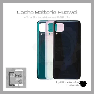 Vitre arrière cache batterie couvercle pour Huawei P40 Lite avec logo et adhésif - Photo 1 sur 4