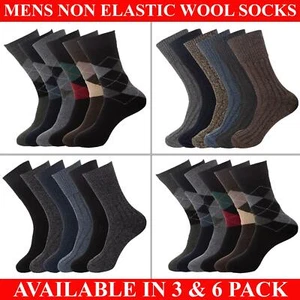 Mens Non Elastic Wool Socks Winter Warm Diabetic Thick Hiking Everyday Socks - Picture 1 of 34